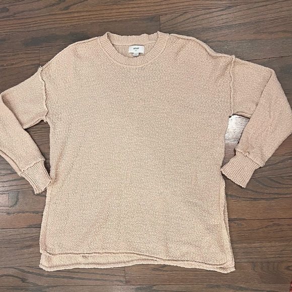 Aerie Oversized Split Hem Sweater Women’s Tan Cream Size Small | Loungewear - Picture 1 of 7